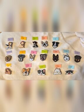 Dog Breed PINS/BROOCHES 🐕 Pick Your Pupper By Number 🐕 Great Lightweight Gift!